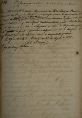 Minuta de despacho n. 14 enviado por Francisco Carneiro de Campos (1765-1842), para José de Araúj...