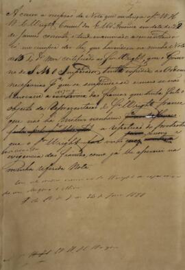 Minuta de Nota Diplomática enviada para William Henry DeCourcy Wright (1895-1864), com data de 24...