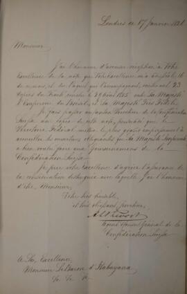 Nota diplomática original enviada pelo Cônsul-Geral da Confederação Suíça para Manuel Rodrigues G...