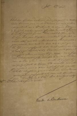 Ofício original enviado por Domingos Borges de Barros (1780-1855), Visconde da Pedra Branca, para...