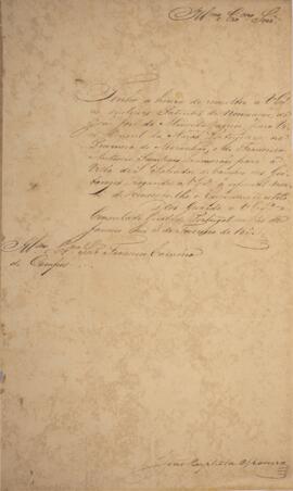 Minuta de nota enviada por João Baptista Moreira (1798 - 1865), para Frederico Carneiro de Campos...