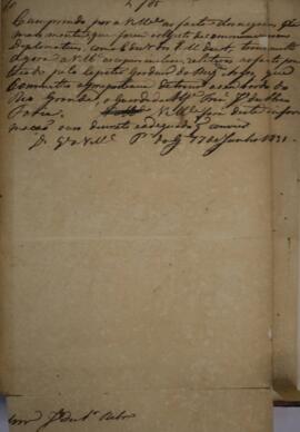 Minuta de despacho n. 10 enviado para José de Araújo Ribeiro (1800-1879), Barão e depois Visconde...