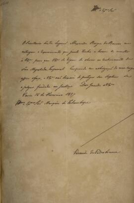 Ofício original enviado por Domingos Borges de Barros (1780-1855), Visconde da Pedra Branca, para...