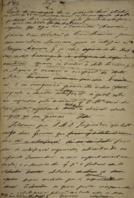 Minuta de despacho n. 72 enviado por Luiz José de Carvalho e Mello (1764-1826), Visconde de Cacho...