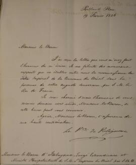 Nota Diplomática original enviada para Manuel Rodrigues Gameiro Pessoa (s.d.-1846), Barão de Itab...