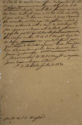 Minuta de Nota Diplomática enviada para William Henry DeCourcy Wright (1895-1864), com data de 17...