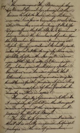 Cópia de nota diplomática datada de 23 de setembro de 1825, destinada a Luís José de Carvalho e M...