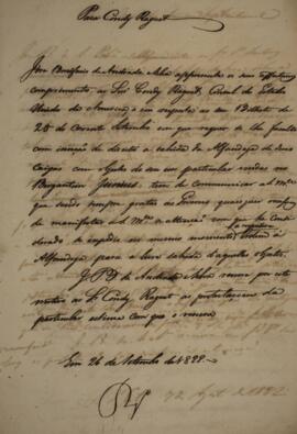 Nota diplomática original enviada por José Bonifácio de Andrada e Silva (1763-1838) para Condy Ra...