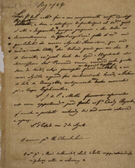 Minuta de Nota Diplomática enviado por Luiz José de Carvalho e Mello (1764-1826), Visconde de Cac...