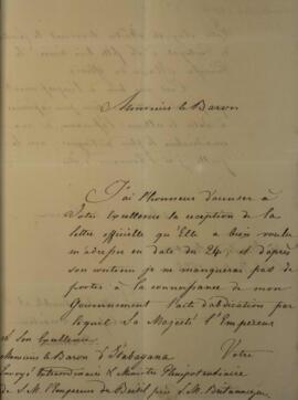 Nota Diplomática original enviada por Carl Friedrich Heinrich (1767-1841), Conde de Lottum, com d...