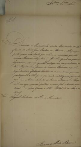 Ofício original enviado por Antônio da Rocha Bezerra (1788-1846) para Miguel Calmon du Pin e Alme...