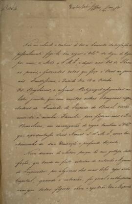 Ofício original enviado por Domingos Borges de Barros (1780-1855), Visconde da Pedra Branca, para...