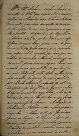 Cópia de ofício datado de 24 de outubro de 1825 em que Antônio José Falcão da Frota (1780-1848) c...