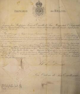 Passaporte emitido em 10 de junho de 1843 em favor do bergantim Dois Amigos, cujo proprietário er...