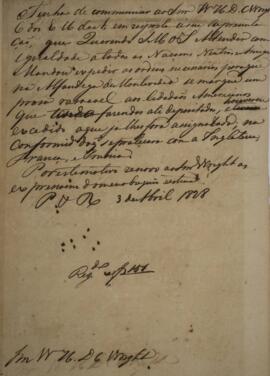 Minuta de Nota Diplomática enviada para William Henry DeCourcy Wright (1895-1864), com data de 3 ...