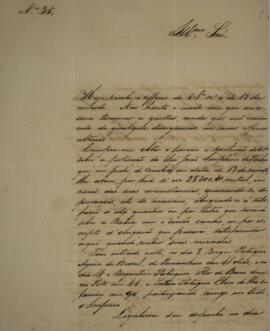 Cópia de ofício n.35 escrito por Antônio Joaquim Pereira de Faria (s.d.), para Vicente Ferreira d...