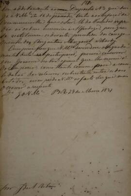 Minuta de despacho n. 4 enviado para José de Araújo Ribeiro (1800-1879), Barão e depois Visconde ...