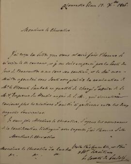 Nota Diplomática original enviada pelo Conde de Ludolf, com data de 12 de outubro de 1826, acusan...