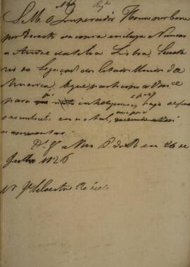 Minuta de despacho n. 66 enviado para José Silvestre Rebello (1777 - 1844), com data de 24 de jul...