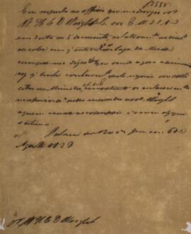 Minuta de Nota Diplomática enviada para William Henry DeCourcy Wright (1895-1864), com data de 6 ...