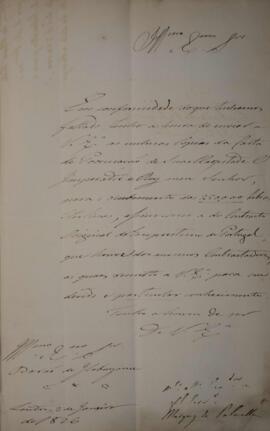 Ofício original enviado por Pedro de Sousa e Holstein (1781-1850), Marquês de Palmela, para Manue...