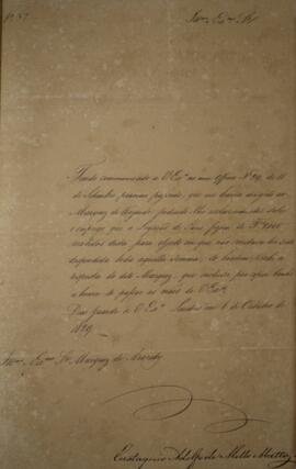 Cópia de ofício n° 39 enviado por Eustáquio Adolfo de Melo Matos (1795 - s. d.), para João Carlos...