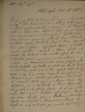 Ofício original enviado por Francisco Joaquim de Lima (1785-1853), com data de 19 de março de 182...