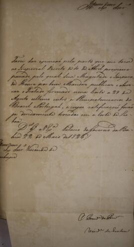 Ofício enviado por João Severiano Maciel da Costa (1769-1833), Marquês de Queluz, para Antônio Lu...