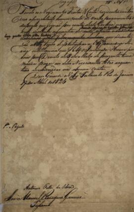Aviso com data de 17 de abril de 1824 em que Antônio Teles da Silva Caminha e Meneses (1790-1875)...