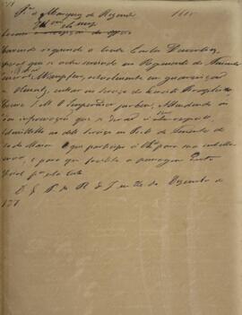 Minuta de despacho com data de 26 de dezembro de 1827 em que autor não identificado comunica a An...