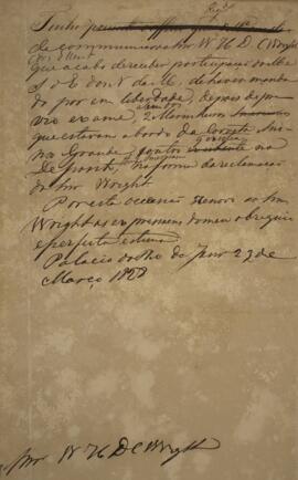 Minuta de Nota Diplomática enviada para William Henry DeCourcy Wright (1895-1864), com data de 23...