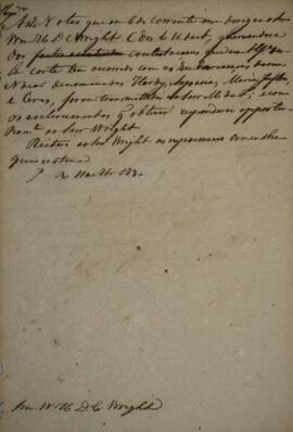 Minuta de Nota Diplomática enviada para William Henry DeCourcy Wright (1895-1864), com data de 11...