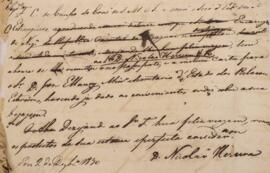 Minuta de nota diplomática escrita por Francisco Carneiro de Campos (1765-1842), para Nicolás Her...