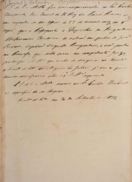 Minuta de nota diplomática assinada por Luiz José Carvalho de Mello (1764-1826) para Carlos Heind...