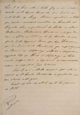 Minuta de nota diplomática assinada por Luiz José Carvalho de Mello (1764-1826) para Carlos Heind...