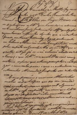 Minuta de nota diplomática assinada por Luiz José Carvalho de Mello (1764-1826) para Carlos Hindr...