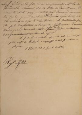 Minuta de nota diplomática assinada por Luiz José Carvalho de Mello (1764-1826) para Carlos Heind...