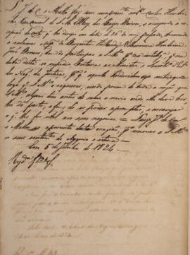 Minuta de nota diplomática assinada por Luiz José Carvalho de Mello (1764-1826) para Carlos Heind...