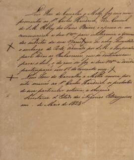 Minuta de nota diplomática assinada por Luiz José Carvalho de Mello (1764-1826) para Carlos Heind...