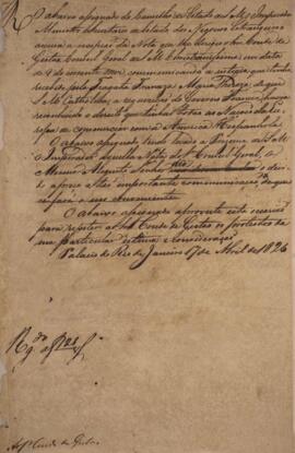 Minuta de nota diplomática enviado no nome de Luiz José de Carvalho e Mello (1764-1826), Ministro...