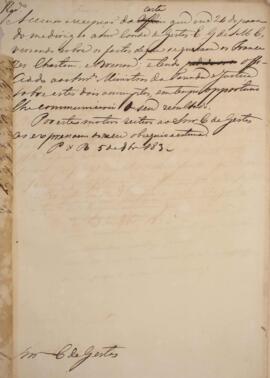 Minuta de nota diplomática enviada para Jacques-Marie Aymard (s.d.-1837), Cônsul-geral e encarreg...