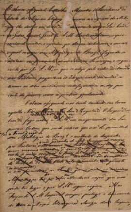 Minuta de nota diplomática enviado em nome de Luiz José de Carvalho e Mello (1764-1826), Ministro...