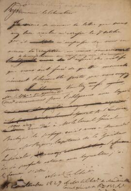 Minuta de nota diplomática enviada para Jacques-Marie Aymard (s.d.-1837), Cônsul-geral e encarreg...