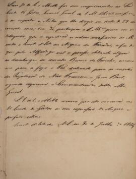 Minuta de nota diplomática enviado em nome de Luiz José de Carvalho e Mello (1764-1826), Ministro...