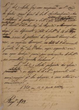 Minuta de nota diplomática enviada no nome de Luiz José de Carvalho e Mello (1764-1826), Ministro...