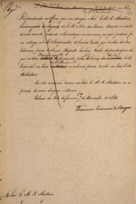 Minuta de nota diplomática assinada por Francisco Carneiro de Campos (1765-1842), endereçada a M....