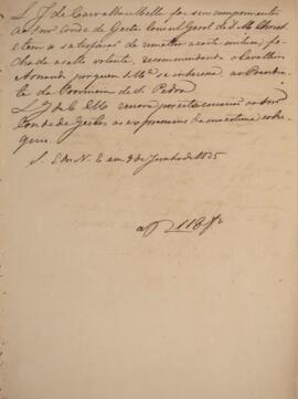 Minuta de nota diplomática enviado em nome de Luiz José de Carvalho e Mello (1764-1826), Ministro...