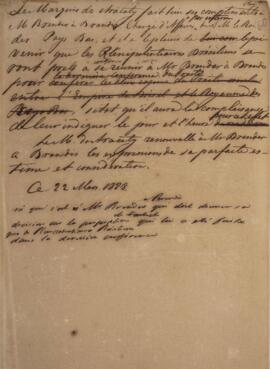 Minuta de nota diplomática assinado por João Carlos Augusto de Oyenhausen-Gravenburg (1776-1839),...