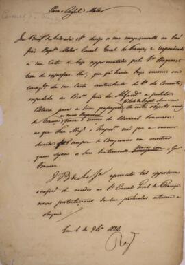 Minuta de nota diplomática escrita em nome de José Bonifácio de Andrada e Silva (1763-1838), Mini...