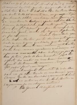 Minuta de nota diplomática endereçada a M. A. Martini (s.d.), com data de 16 de junho de 1831, ve...